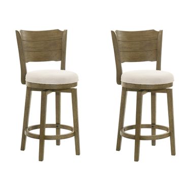 Winsley Swivel Counter Height Bar Stool Set of 2 In Putty Brown and White