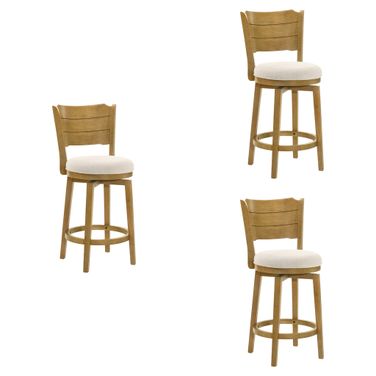 Winsley Swivel Counter Height Bar Stool Set of 3 In Amber Glow and White
