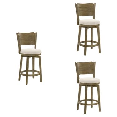 Winsley Swivel Counter Height Bar Stool Set of 3 In Putty Brown and White