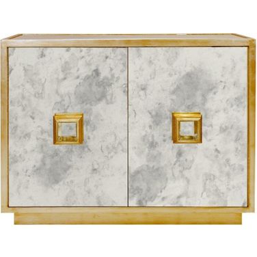 Winslow Antique Mirror And Gold Leaf 2 Door Cabinet