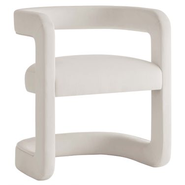 Winslow Barrel Performance Velvet Dining Chair In Alabaster