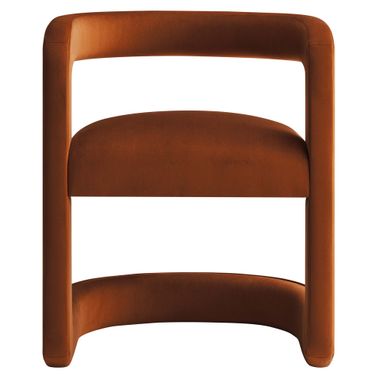 Winslow Barrel Performance Velvet Dining Chair In Rust