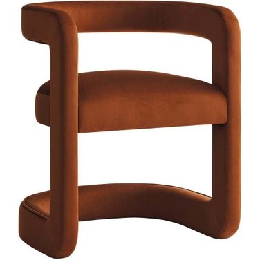 Winslow Performance Velvet Barrel Accent Chair In Rust