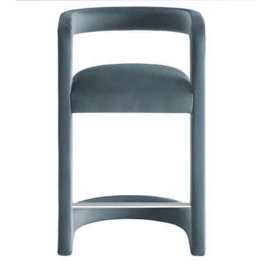 Winslow Performance Velvet Counter Stool In Cadet Blue