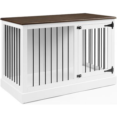 Winslow Small Credenza Dog Crate In White and Dark Brown