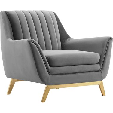 Winsome Channel Tufted Performance Velvet Arm Chair In Gray