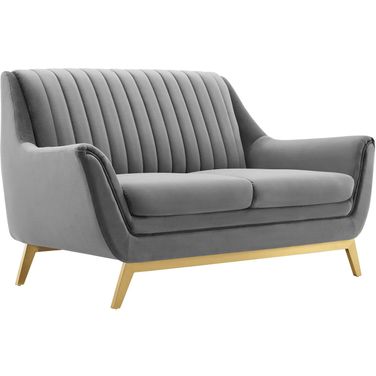 Winsome Channel Tufted Performance Velvet Loveseat In Gray