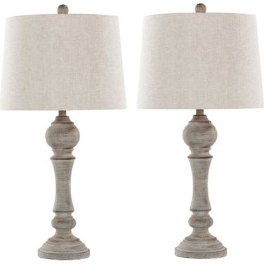 Winston 32 Inch Poly Table Lamp Set of 2 In Grey