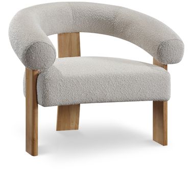 Winston Boucle Fabric Accent Chair In Cream/Natural