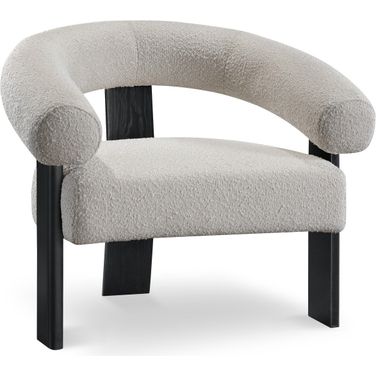 Winston Boucle Fabric Accent Chair In Cream/Black