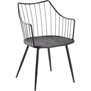 Winston Farmhouse Chair In Black Metal And Black Wood