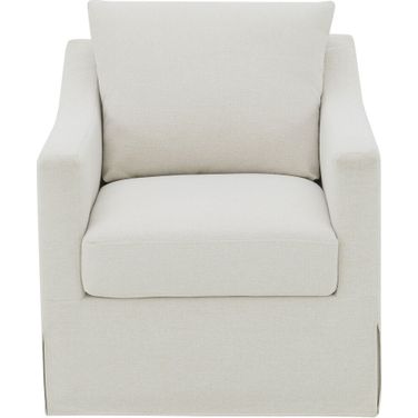 Winter Upholstered Sloped Arm Accent Swivel Chair In Beige