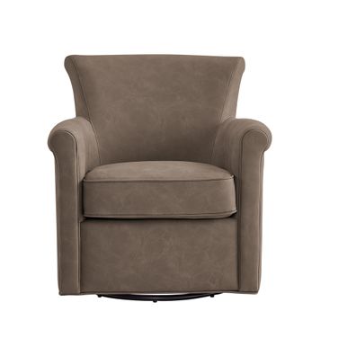 Winton Faux Leather Swivel Accent Chair In Espresso