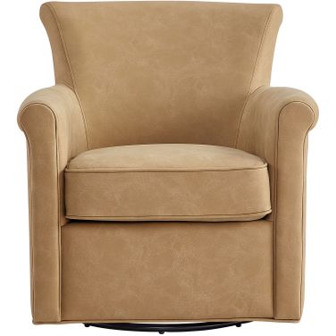 Winton Faux Leather Swivel Accent Chair In Honey Brown