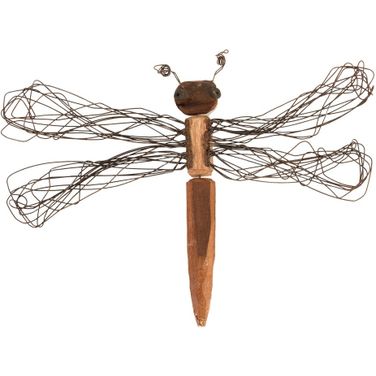 Wire Wing Dragonfly Wall Art In Brown