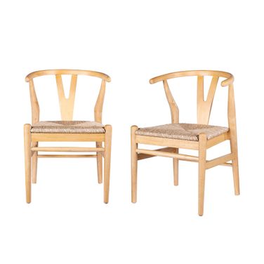 Wishbone Dining Chairs Set of 2 In Natural