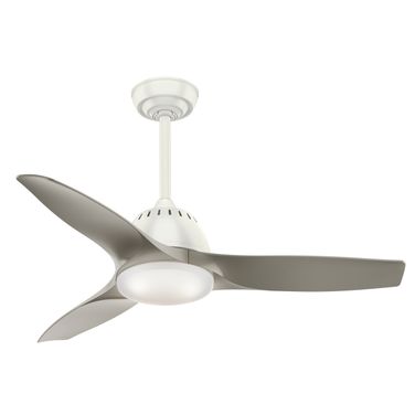 Wisp 44 Inch Ceiling Fan with LED Light Kit and Handheld Remote In Fresh White and Painted Pewter