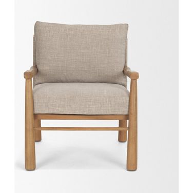 Witton Accent Lounge Chair with Fabric and Beech Wood Frame In Gray and Light Brown