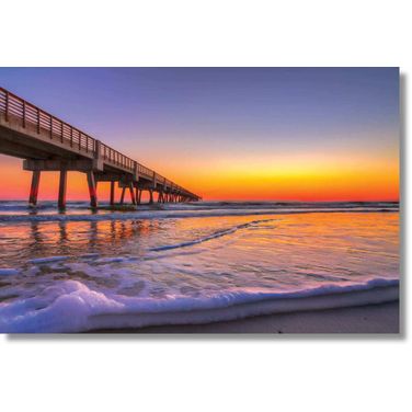 Wonder Jacksonville Beach Pier Frameless Tempered Glass Wall Art In Multi