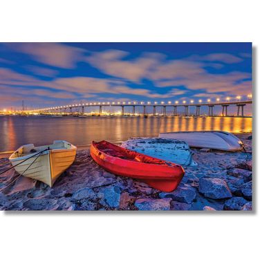Wonder San Diego Coronado Bridge Frameless Tempered Glass Wall Art In Multi