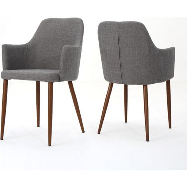 Wondrous Upholstered Dining Chair with Tapered Legs Set of 2 In Light Grey