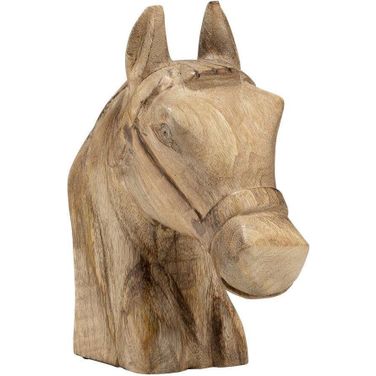 Wood 10 Inch Horse Head Decor In Brown