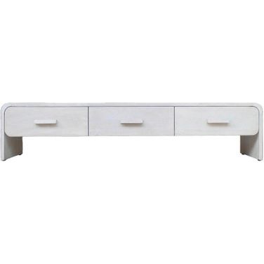 Wood 71 Inch Media Stand With 3 Drawers In Whitewash