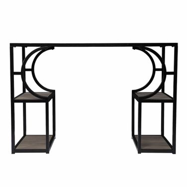 Wood and Iron Writing Desk with Storage