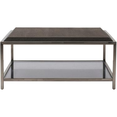Wood And Stainless Steel Coffee Table In Brown