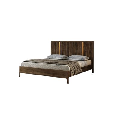 Wood King Bed Frame In Brown and Gold