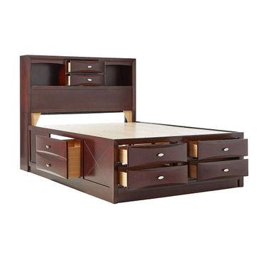 Wood King with Ten Drawers Bed Frame In Espresso