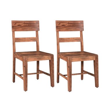 Wood Ladder Back Dining Side Chairs Set of 2 In Brown