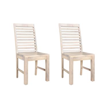 Wood Ladder Back Dining Side Chairs Set of 2 In White