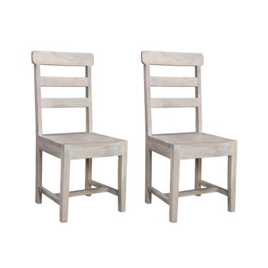 Wood Ladder Back Dining Side Chairs Set of 2 In White
