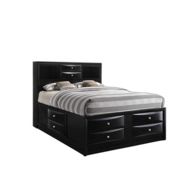 Wood Queen with Ten Drawers Bed Frame In Black