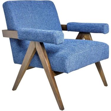 Wood - Scandinavian Accent Chair In Navy Blue