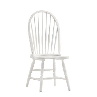 Wood Windsor Back Dining Side Chair In White