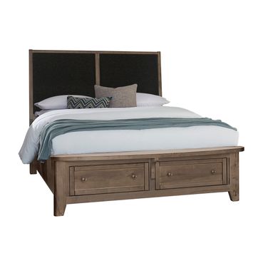 Woodbridge King Upholstered Bed With Storage In Dark Cashmere and Black