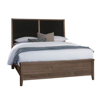 Woodbridge Queen Upholstered Bed In Dark Cashmere and Black