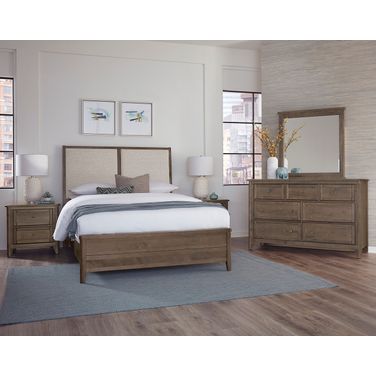 Woodbridge Upholstered Bedroom Set In Dark Cashmere and Grey