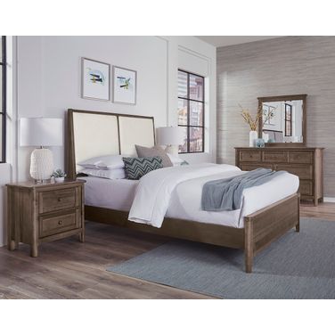 Woodbridge Upholstered Bedroom Set In Dark Cashmere and White