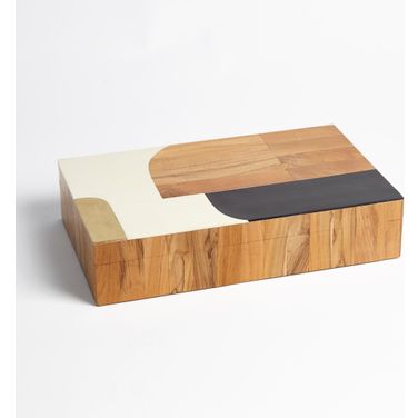Wooden Inlaid Large Box In Black And Ivory