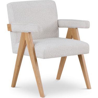 Woodloch Boucle Fabric Accent Chair In Cream/Natural