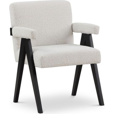 Woodloch Boucle Fabric Accent Chair In Cream/Black