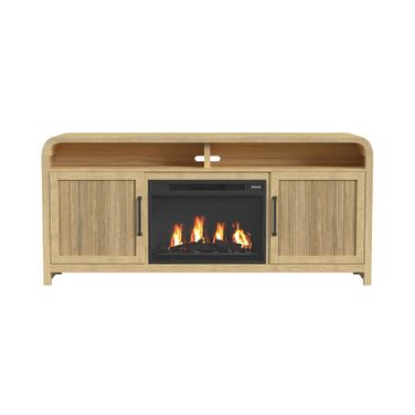 Woodridge 70 Inch TV Console with 23 Inch Fireplace Insert In Natural