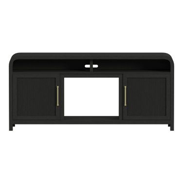 Woodridge 70 Inch TV Console without Fireplace Insert In Black and Grain