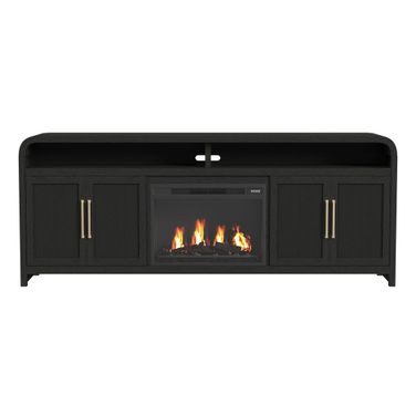 Woodridge 82 Inch TV Console with 23 Inch Fireplace Insert In Black and Grain