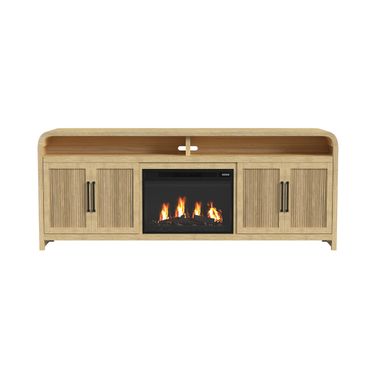 Woodridge 82 Inch TV Console with 23 Inch Fireplace Insert In Natural