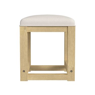 Woodridge Dressing Stool with Fabric In White and Natural