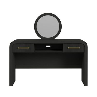 Woodridge Dressing Table and Mirror In Black and Grain